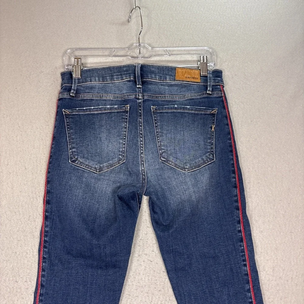 Express Size 6R Ankle LeggingMid Rise Jeans Red Side Stripe